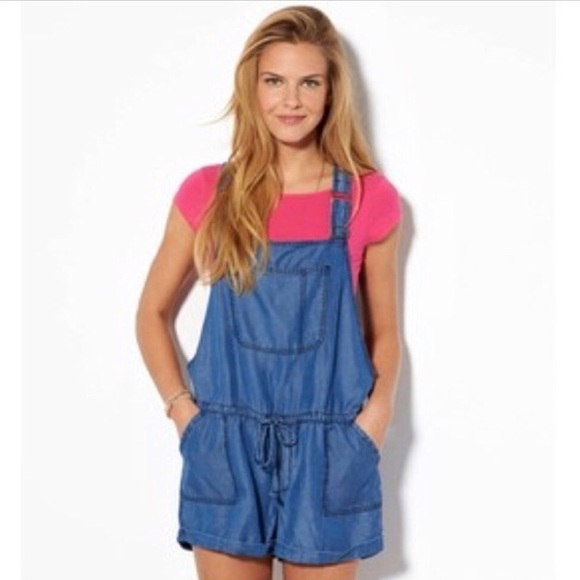 chambray overall shorts